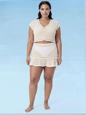Decree Womens Knit Skirt Swimsuit Cover-Up